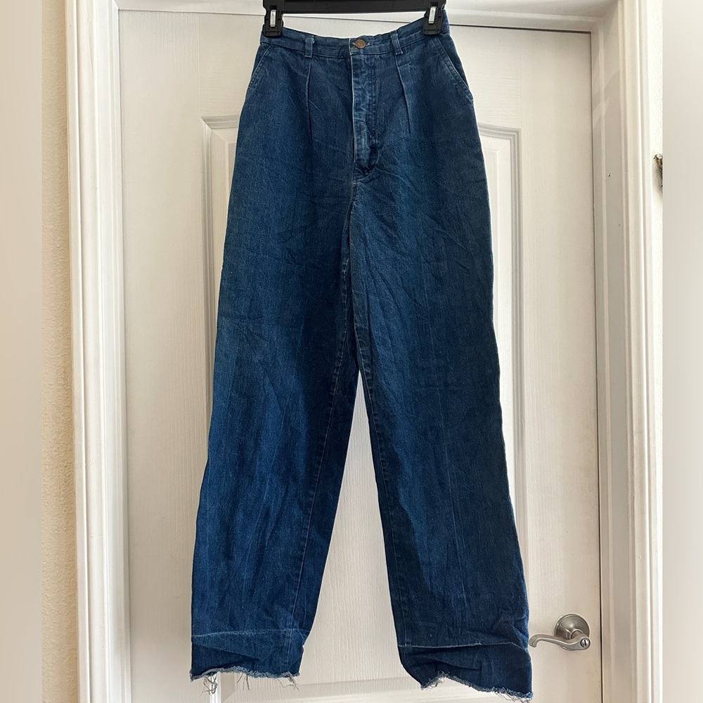 Vintage 70’s Calvin Klein dark wash wide leg high waisted jeans size 24